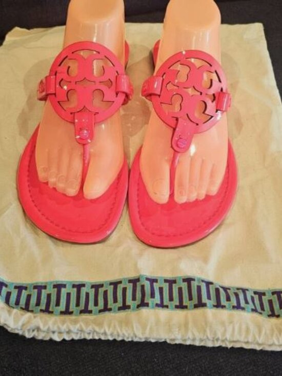 Tory Burch Shoes - Tory Burch Miller Hot Pink Leather Fli Flop Thong Sandals Size 10- NEW